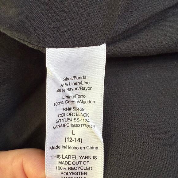 Scoop Linen Blazer Jacket Women Size M Black Lined Waist Tie Size L (12-14) - Picture 6 of 6